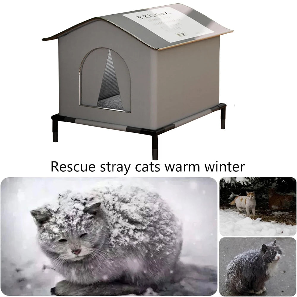 PetAura Outdoor Shelter – Waterproof Foldable Cat House for Outdoor Cats