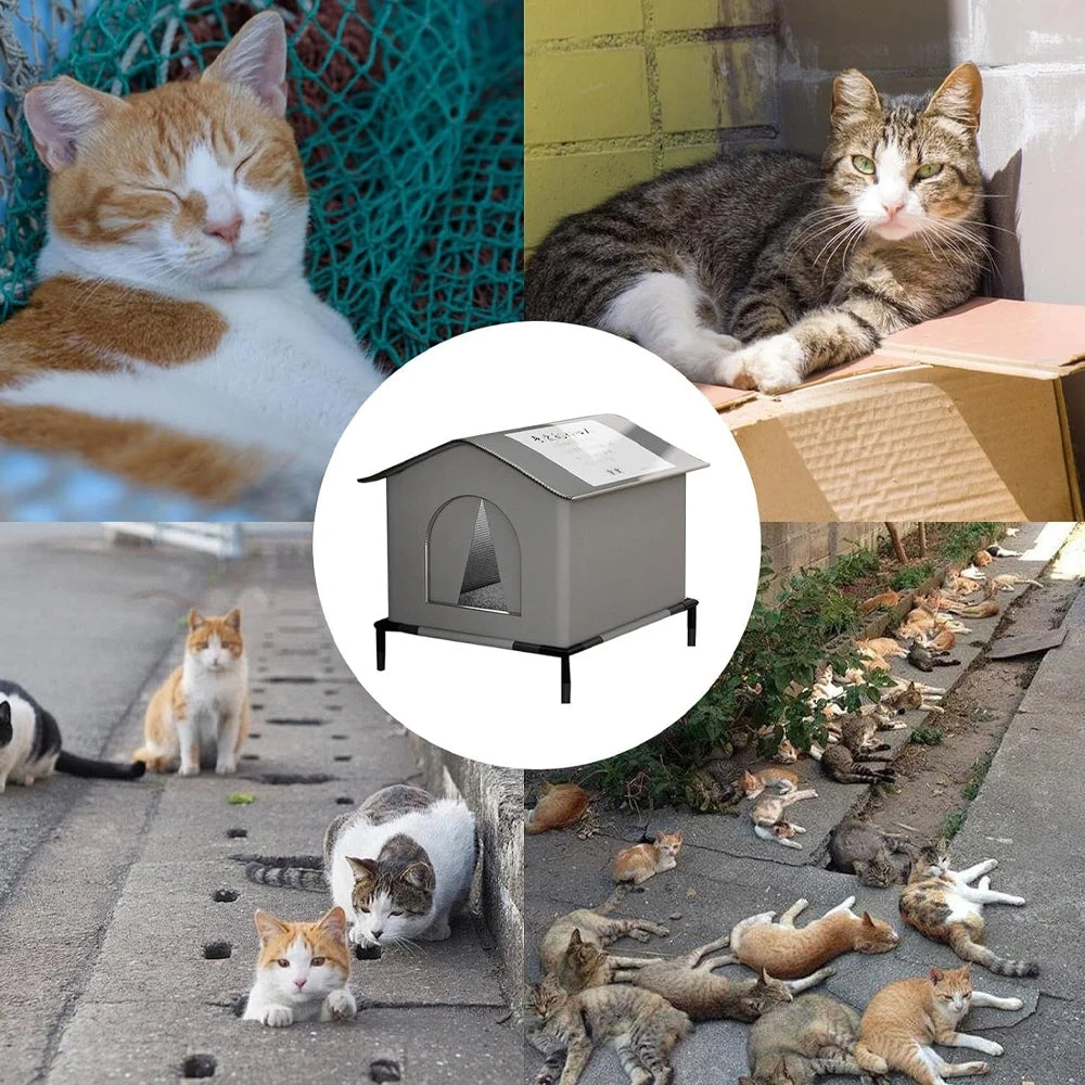 PetAura Outdoor Shelter – Waterproof Foldable Cat House for Outdoor Cats