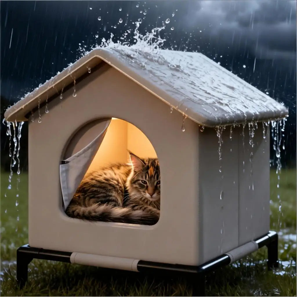 PetAura Outdoor Shelter – Waterproof Foldable Cat House for Outdoor Cats